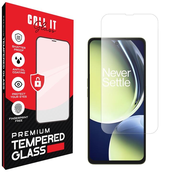 Call It Glass védőfólia OnePlus Nord CE3 Lite készülékhez, prémium típus, rendkívül átlátszó, teljes telepítési készlet, törésgátló, ütésálló, rugalmas és strapabíró, teljes képernyős, fekete képernyőzár nélkül – átlátszó üveg