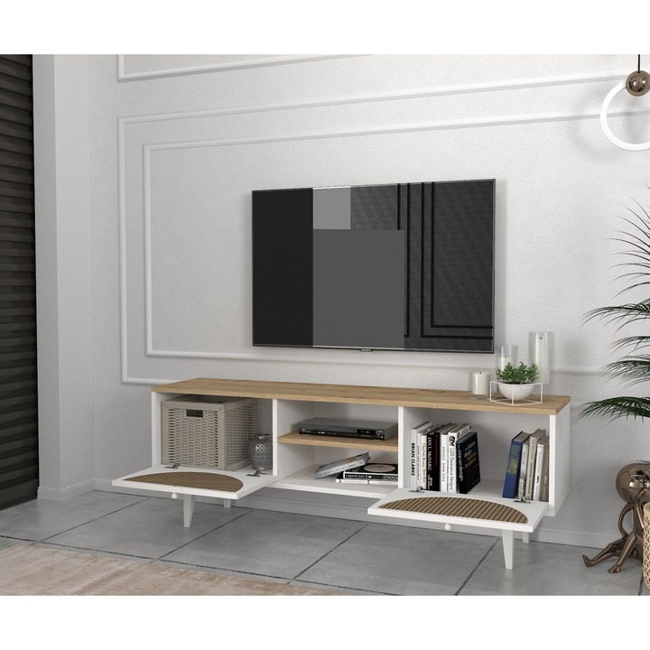 Comoda Living Modern Fusion, UnicUtil, 150 x 35 x 52.8 cm, Fehér-Barna