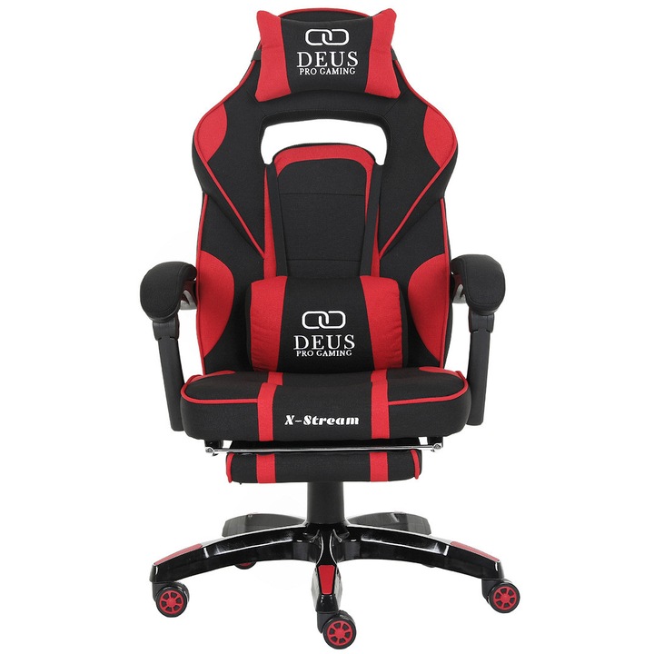Scaun Gaming Deus X-Stream, Zenga, negru rosu, textil