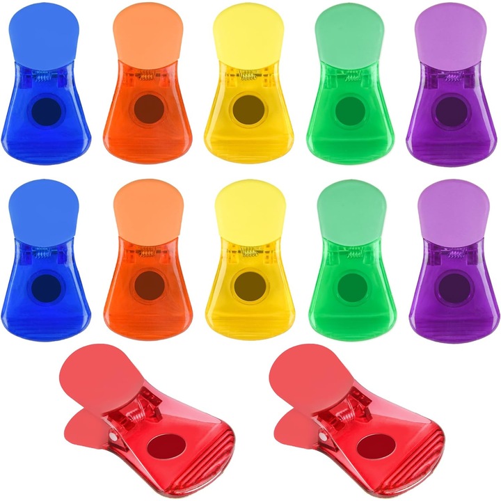 Set 12 cleme prindere pungi, QHYKKYJ, Plastic, Multicolor