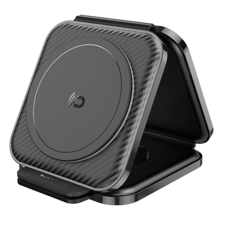 Incarcarcator Pliabil, Magsafe 3 in 1, Hoco CQ4, Fast Charge, 15W, Negru