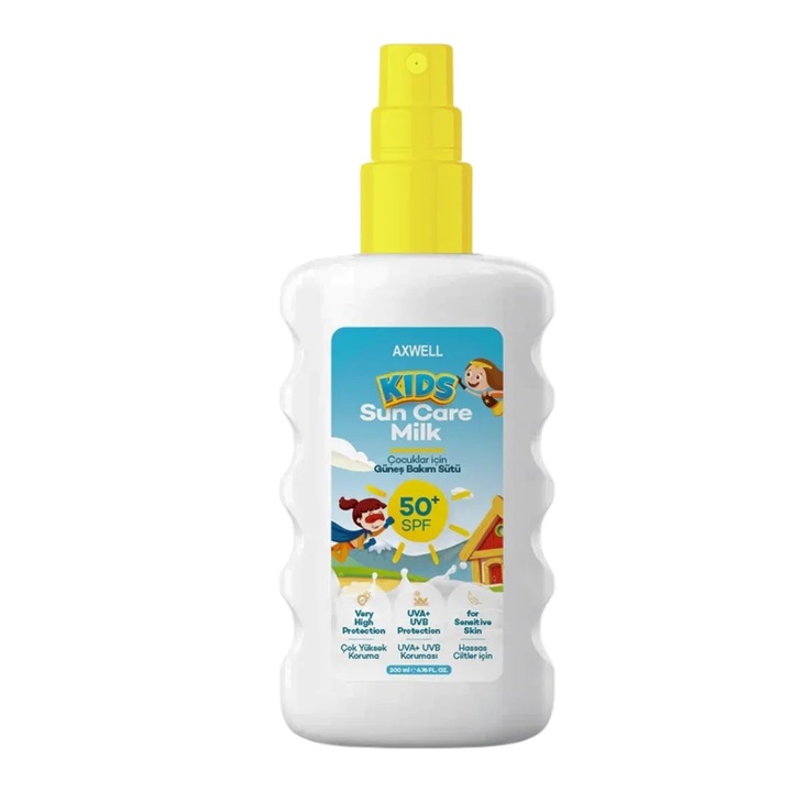 Слънцезащитен крем за деца SPF50+, от Verilaria, Водоустойчив, UVA/UVB защита, бял, 200 мл