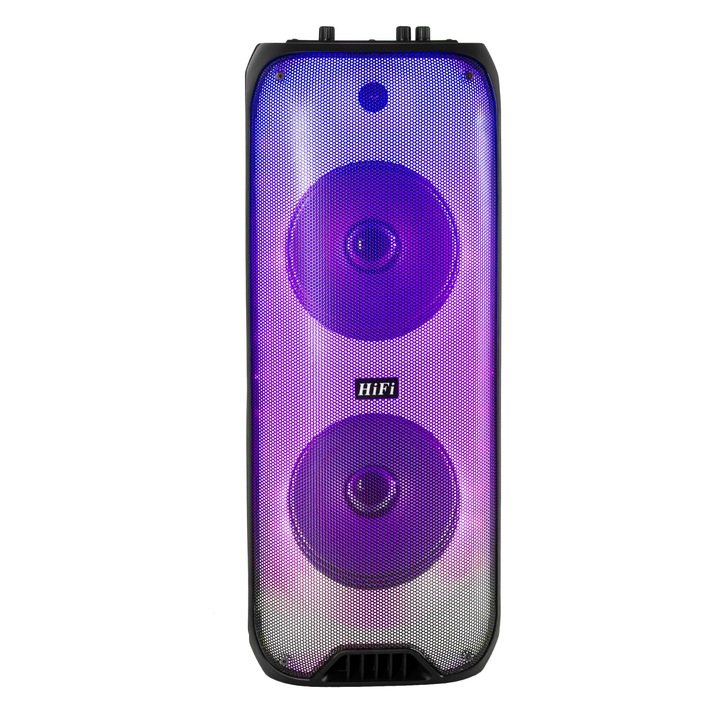 Difuzor portabil AIG RX-8250, 20 W, Bluetooth, USB, LED, radio FM, MP3, MP4, MP5, microfon si telecomanda incluse, negru