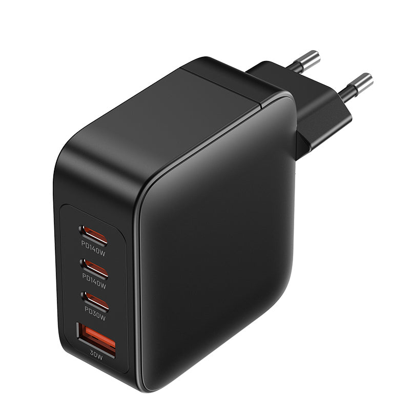 Incarcator retea la 220V Vention 4-Port USB (C + C + C + A) GaN Charging Kit (140W/140W/30W/18W) EU-Plug, Negru