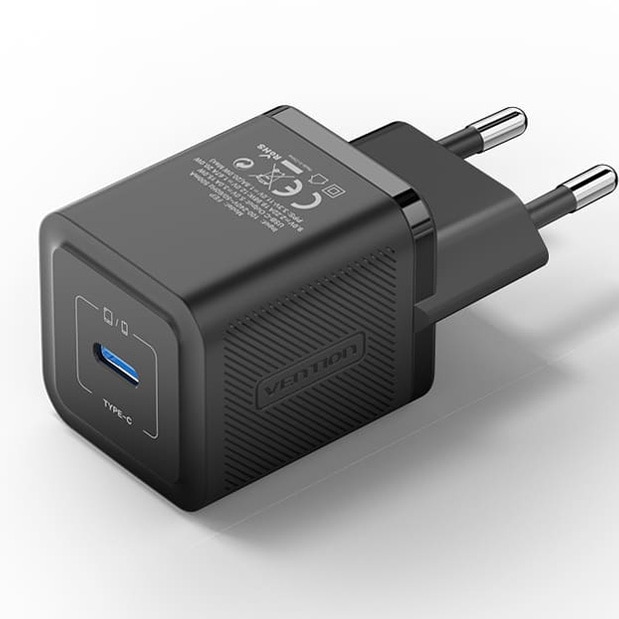Incarcator retea Vention 20W, 1 x USB Type-C, 5V/3A, QC 3.0, Negru