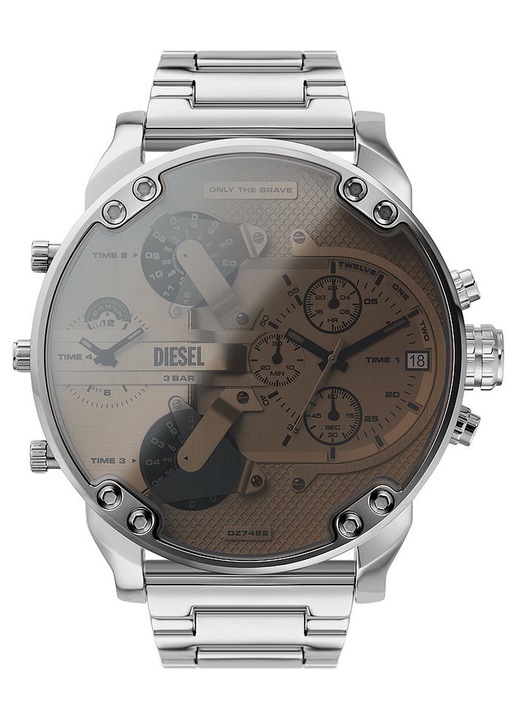 Мъжки часовник, Diesel, множество функции, сребрист, водоустойчив, неръждаема стомана