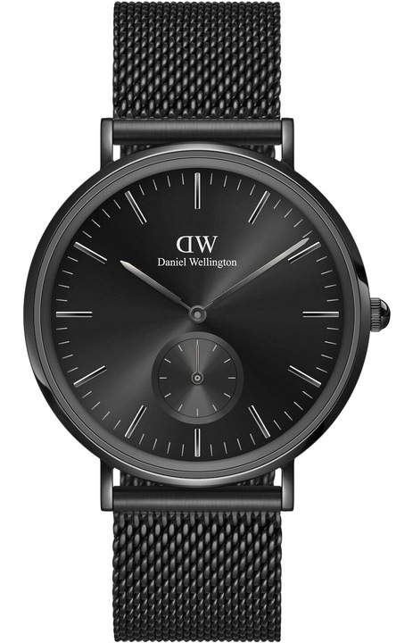 Ceas pentru barbati, Daniel Wellington, mecanism cuart, rezistent la apa, negru, inox