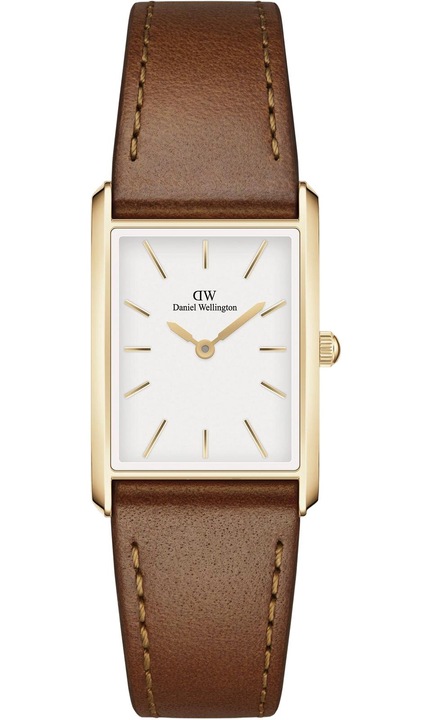 Ceas dama Daniel Wellington Bound Durham, carcasa aurie, cadran alb, otel inoxidabil/piele, maro, 316L+PVD