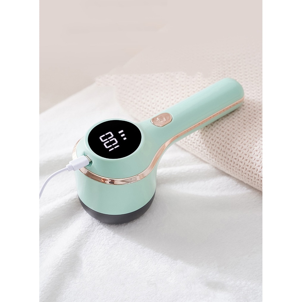 Epilator pentru indepartarea parului de pe haine, afisaj digital, incarcare USB, sase lame, capac cu plasa de siguranta, epilare eficienta, compact si portabil, trei viteze reglabile