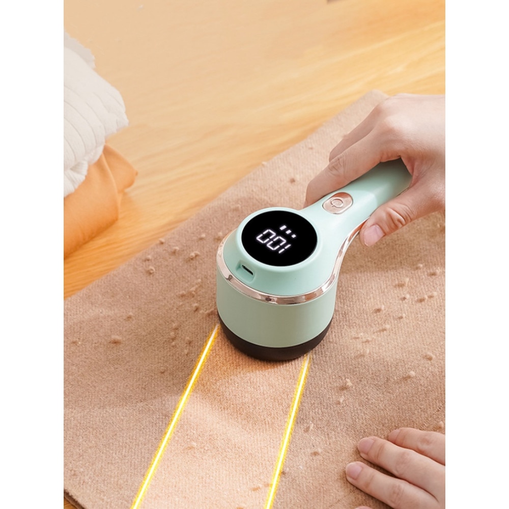 Epilator pentru indepartarea parului de pe haine, afisaj digital, incarcare USB, sase lame, capac cu plasa de siguranta, epilare eficienta, compact si portabil, trei viteze reglabile