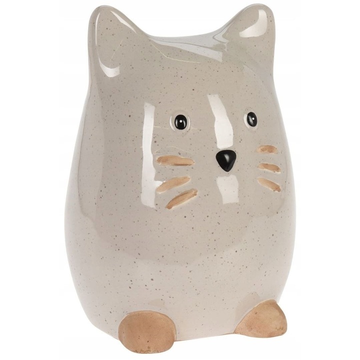 Dekoratív macskafigura, Koopman, porcelán, 14,3 x 14,5 x 20,5 cm, bézs