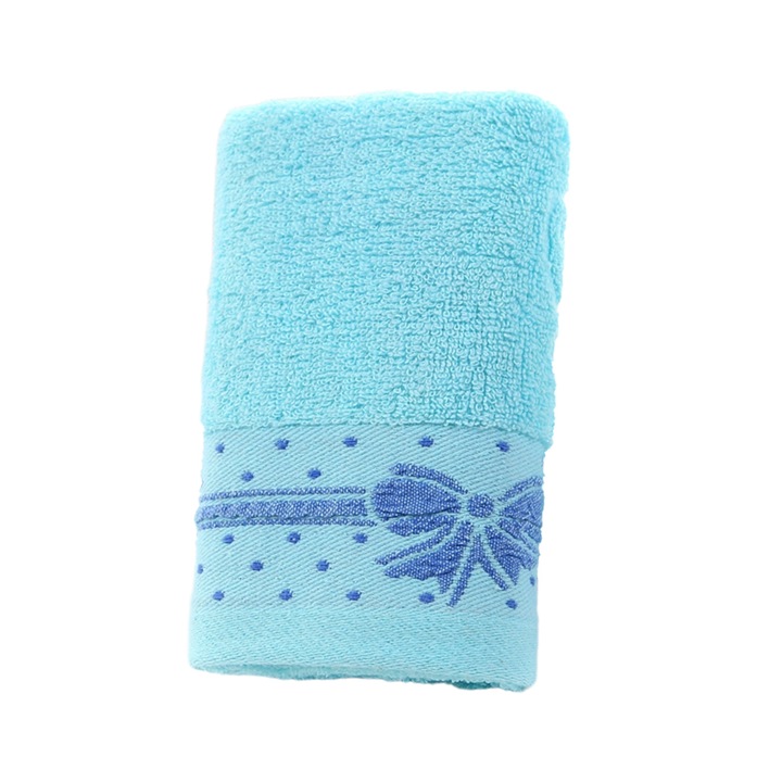 Хавлия за баня, longziming, жакард, абсорбираща, синя, 100x100см