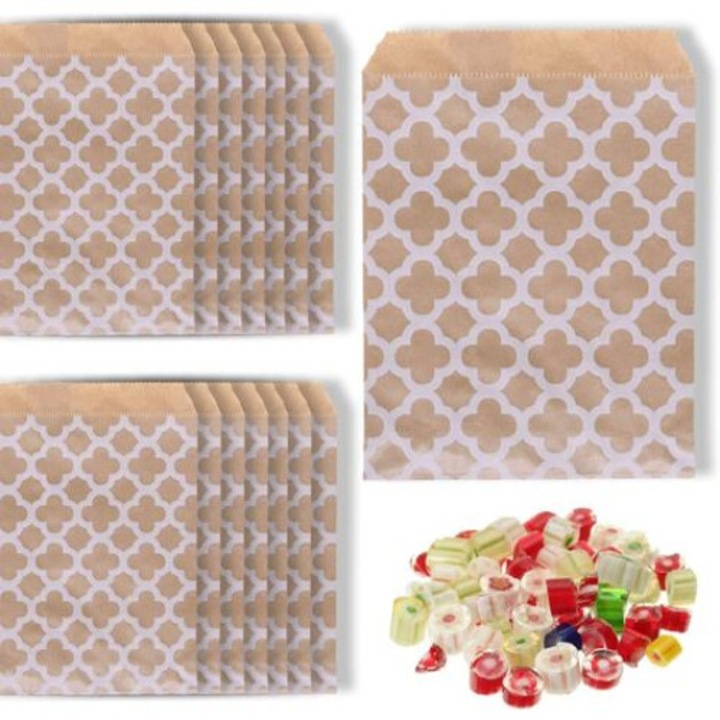 Set 100 Pungi Kraft Fara Manere, Reciclabile, Multifunctionale, Maro, 13x18cm