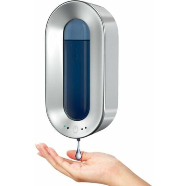 Dispenser automat sapun, QttvbTna, senzor touchless, montare pe perete, argintiu, 225x110x70mm
