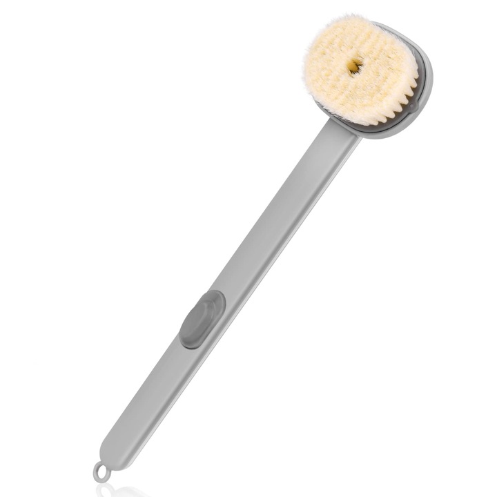 Гъба за баня с дълга дръжка, естествени четки, ергономична, за гръб, душ
