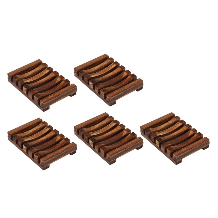 5 db szappantartó készlet, QttvbTna, fa, barna, 11,5x8 cm