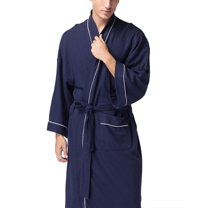 Halat de baie tip kimono, bumbac, navy, XL