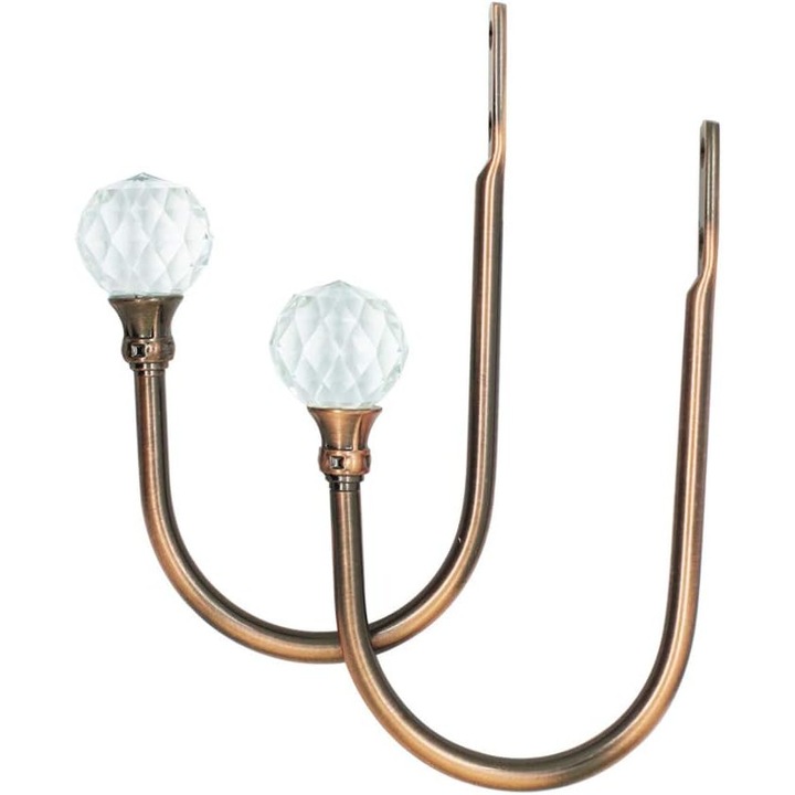 Set 2 carlige perdea, QttvbTna, otel solid, bronz rosu