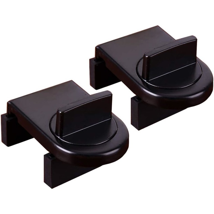 2 db Biztonsági zár készlet ablakokhoz és tolóajtókhoz, QttvbTna, fém, fekete, 15x43mm