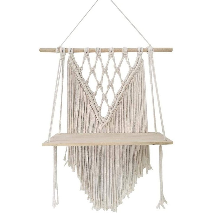 Raft suspendat QttvbTna, bumbac, lemn, pentru decor interior