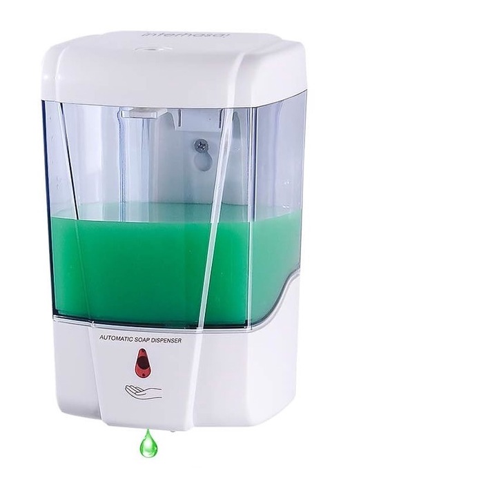 Dozator sapun automat de perete QttvbTna, senzor infrarosu, 600ml, alb