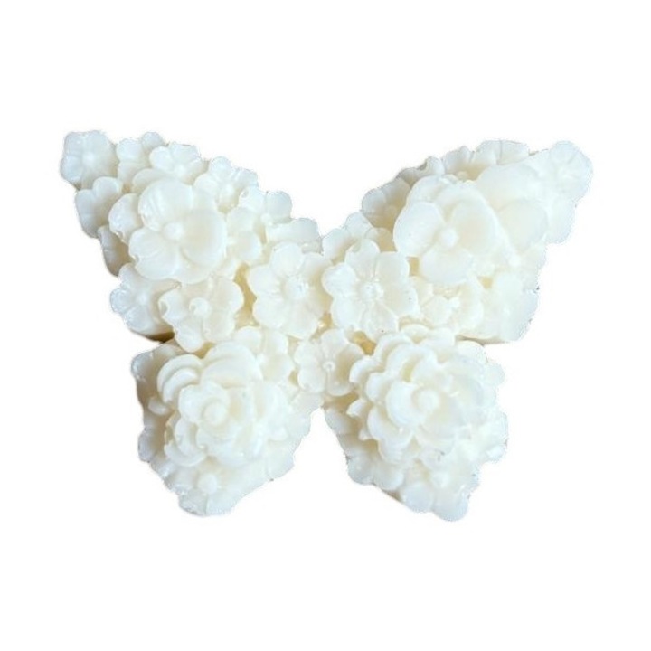 Marturii nunta sau botez, fluture alb, ceara soia, parfumate (cocos), 9 grame, 10 bucati