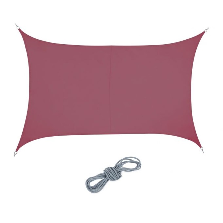 Copertina tip parasolar Relaxdays, cu protectie UV, rosu inchis, 3x4 m, 10037847
