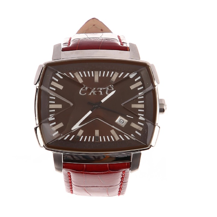 Мъжки часовник, Extè, EX.4008M/08, Естествена кожа, Бордо, 50 м