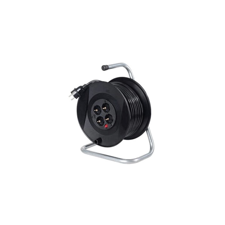 Bobina cu cablu, Negru, 25 m, 220V, 16A, 3x1 mm2
