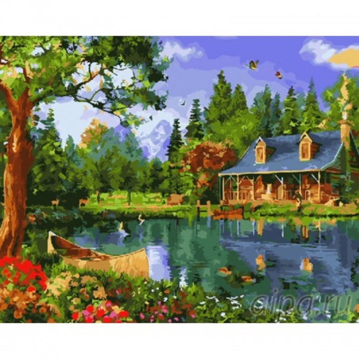Рисуване по номера Art-hobby, Къща на езеро, 22370, размер 50x40 см, пейзажи