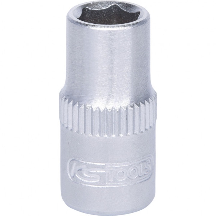 Cap cheie tubulara KS TOOLS, antrenor patrat 1/4 inch, profil hexagonal, deschidere 7 mm, lungime 25 mm, otel crom vanadiu