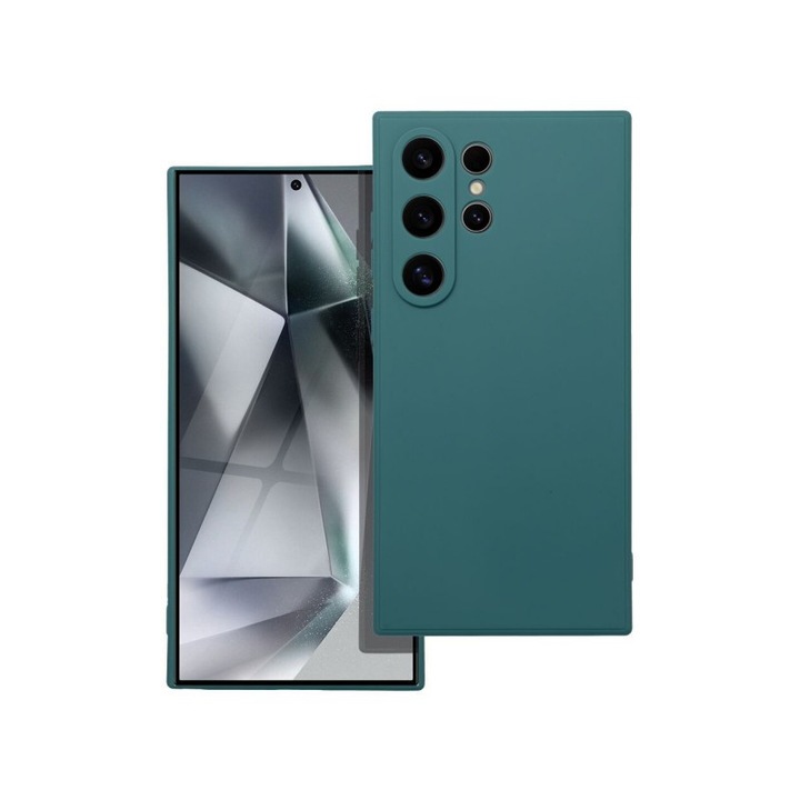 Husa Upzz Slim Matte Compatibila Cu Samsung Galaxy S24 Ultra, Silicon Slim Soft, Dark Green