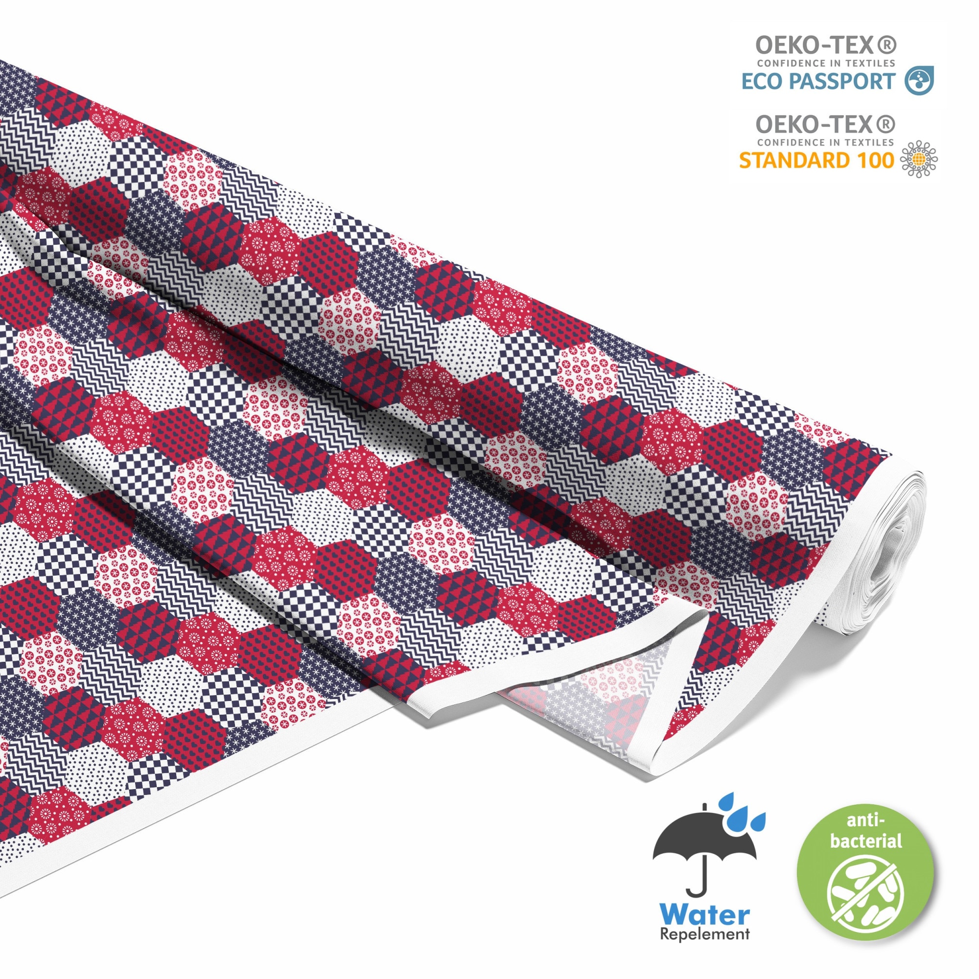 Material textil, Hexagoane colorate, Poliester 100%, 210g/pm ...
