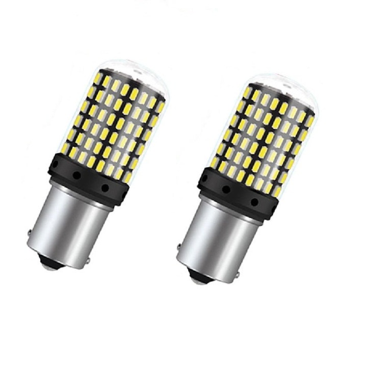 2 darab Canbus 1156 BA15S P21W 3014 LED izzó, 144 LED-del, 20W, rendező, jelző vagy fékező lámpákhoz - fehér színben