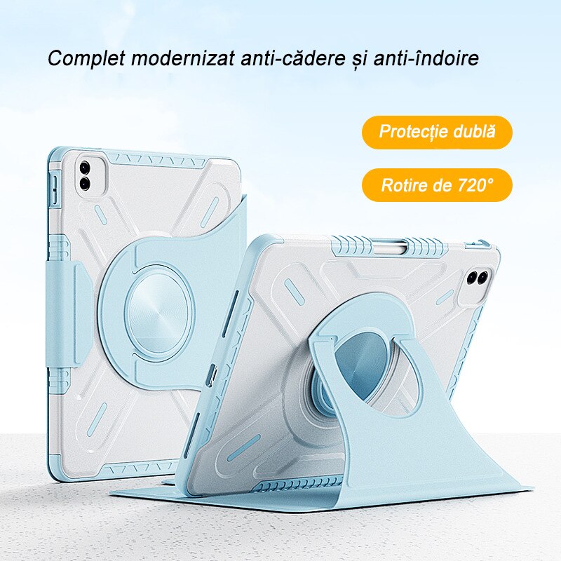 Husa Tablete PMIXO, Rotire 720°, Slot Stilou, Albastru, pentru Apple iPad Pro 11 (2018/2020/2021/2022)