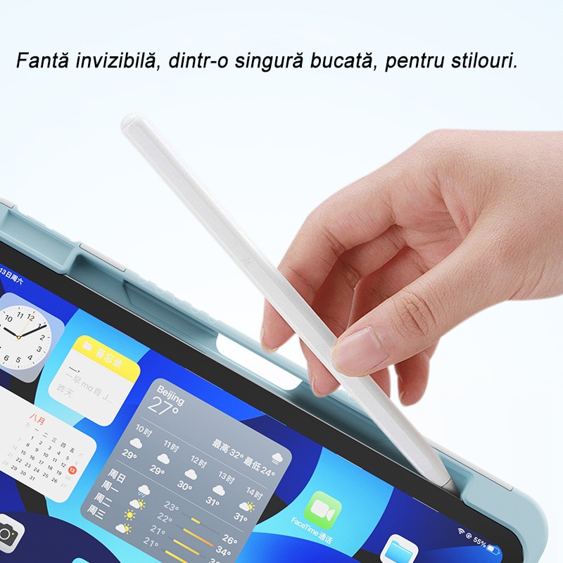 Husa Tablete PMIXO, Rotire 720°, Slot Stilou, Albastru, pentru Apple iPad Pro 11 (2018/2020/2021/2022)