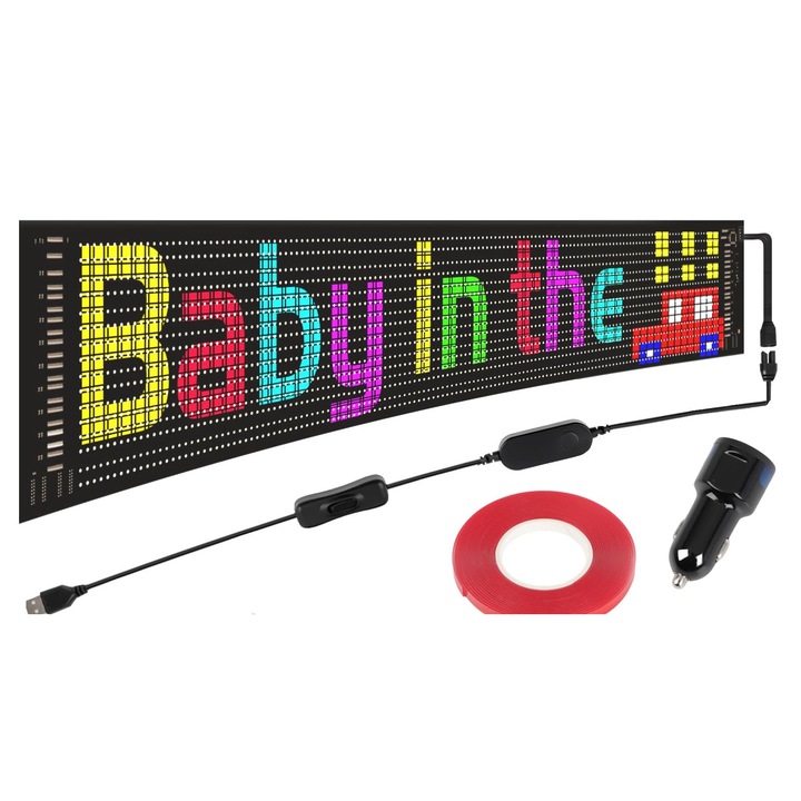 Светлинна реклама WALALLA, програмируем LED панел, Bluetooth, многоцветен, 15x4 инча, вътрешен