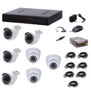 Kit supraveghere video AKU 7 camere 1200 TVL interior/exterior + DVR 8 canale LAN H264 Kit supraveghere video AKU 7 camere 1200 TVL interior/exterior + DVR 8 canale LAN H264