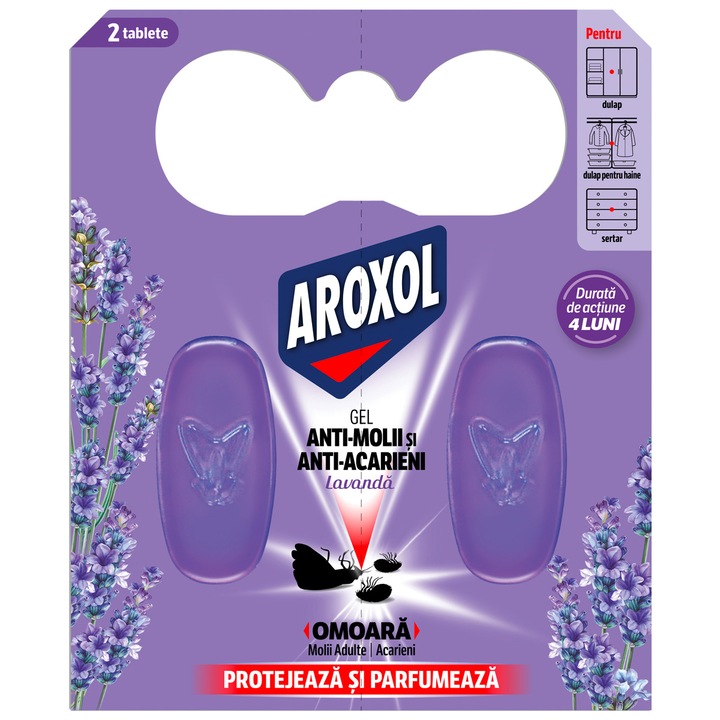 Gel antimolii Aroxol Lavanda, 2 buc