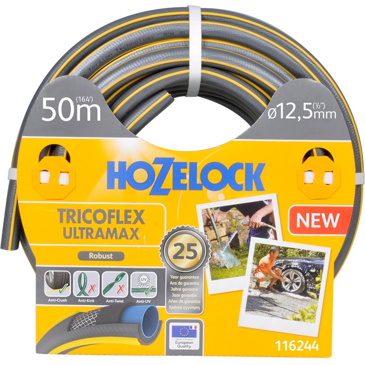 Furtun gradina Hozelock Tricoflex Ultramax, 1/2" diametru, 50 m, protectie UV, tehnologia Soft & Flex™