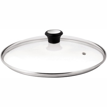 Capac de sticla cu maner plastic Tefal Exception , 28 cm, transparent, orificiu abur Capac de sticla cu maner plastic Tefal Exception , 28 cm, transparent, orificiu abur