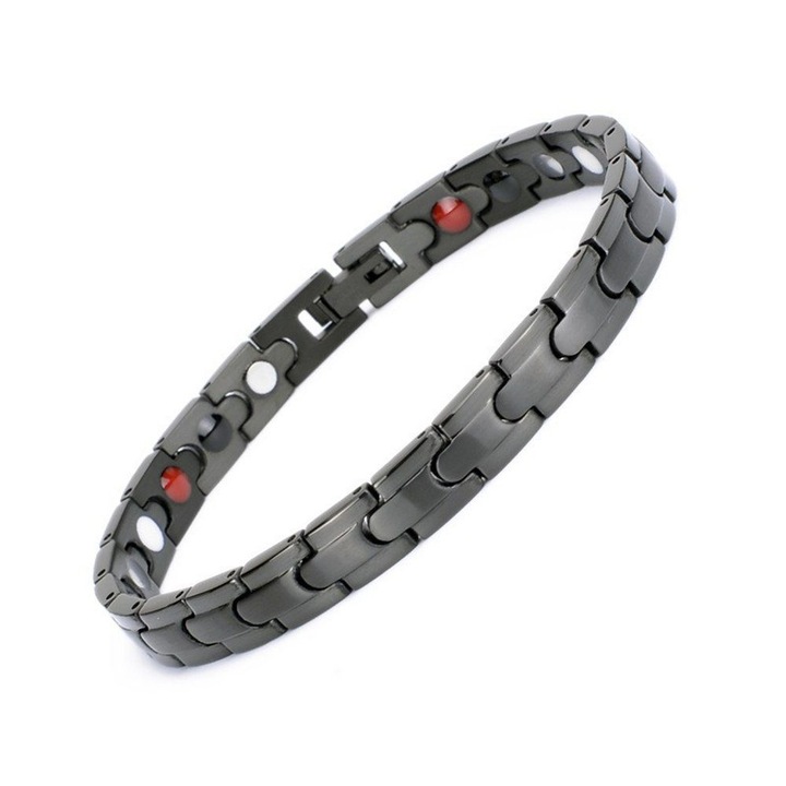 Hytireby Ökológiai titán karkötő dupla soros mágnesekkel, férfiaknak is alkalmas, fekete színben