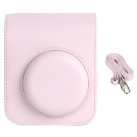 Geanta Foto, Zggzerg, Husa Fujifilm Instax Mini 12, Impermeabil, Uzura -rezistent, Design precis al gaurii, Potrivire perfecta, Cu cureaua ajustabila detasabila, PU, 13.5 x 7.5 x 11.5cm, Roz