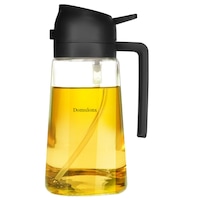 Sticla pentru ulei si otet, functie dubla pulverizare si turnare, sticla fara plumb, negru, 470ml
