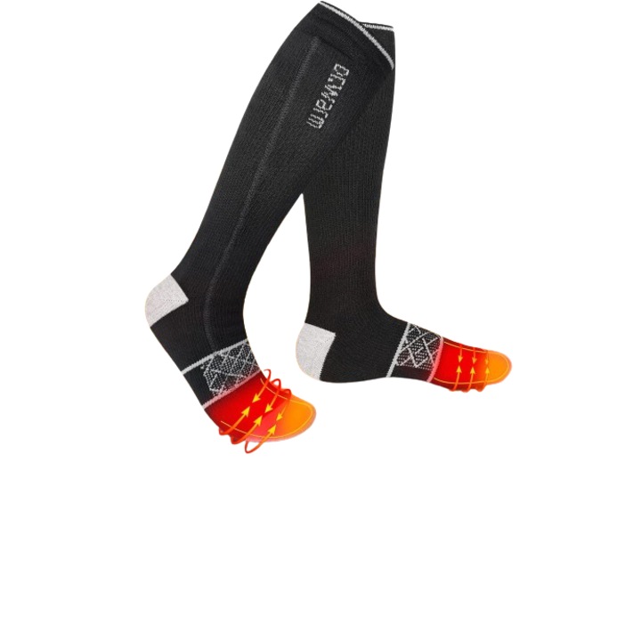 Чорапи със затопляне, с акумулаторна батерия 2600mAh, 7.4V, за мъже, жени и деца, черни и сиви, размер L, 43-47