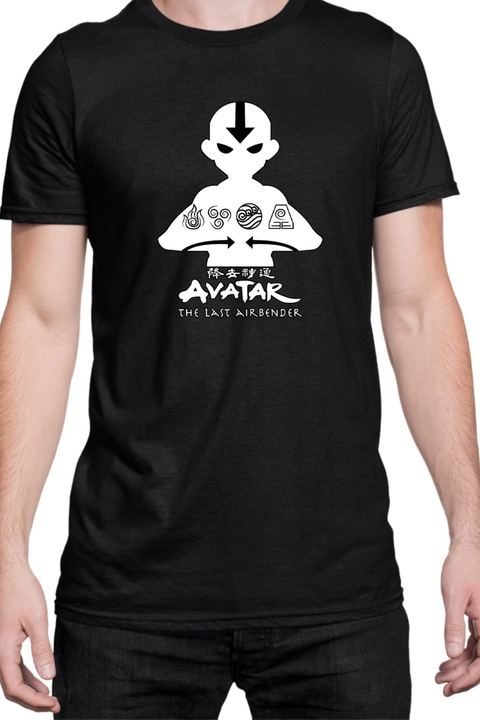 Férfi póló Japan Manga Anime Comics Animation Tralala Avatar The Last Airbender Aang, Fekete
