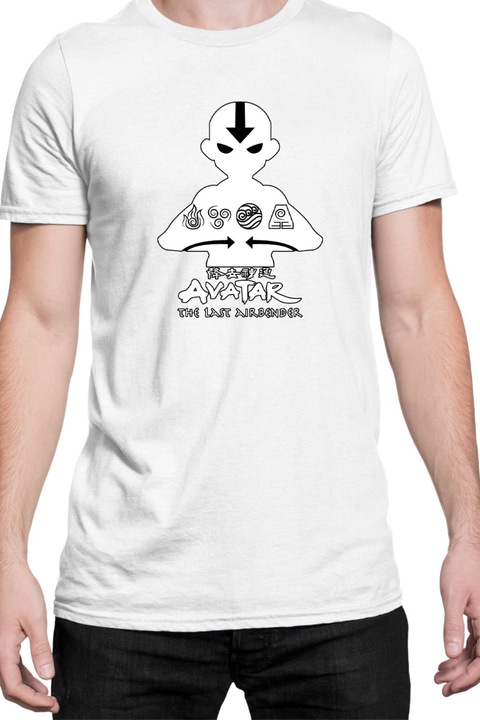 Férfi póló Japan Manga Anime Comics Animation Tralala Avatar The Last Airbender Aang, Fehér