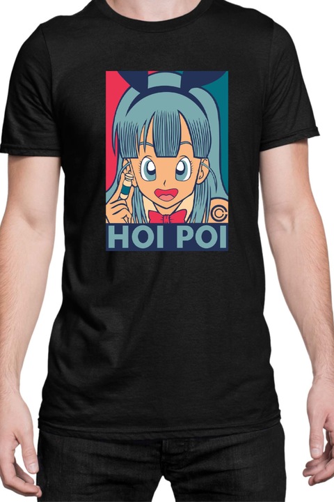 Férfi póló Japan Manga Anime Comics Animation Tralala DBZ Hoi Poi, Fekete