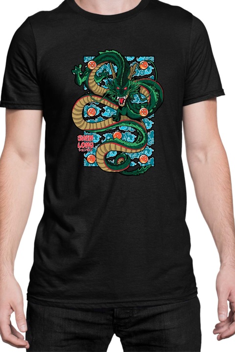 Férfi póló Japan Manga Anime Comics Animation Tralala DBZ Devine Dragon, Fekete