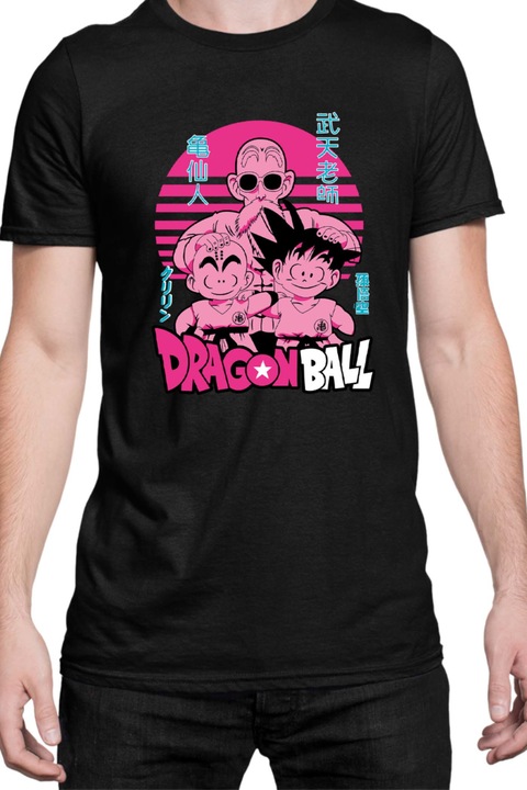 Férfi póló Japan Manga Anime Comics Animation Tralala DBZ Krilin Roshi Goku, Fekete